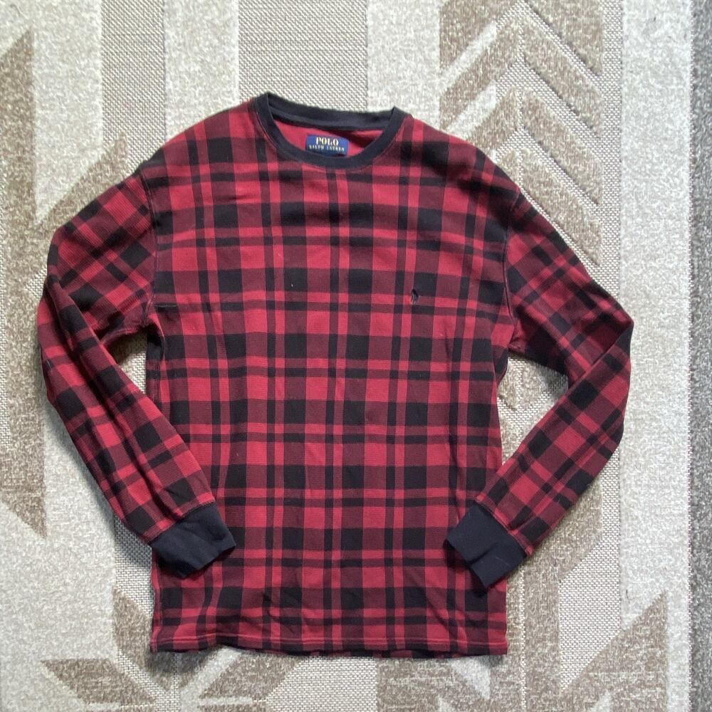 Women’s Red And Black Plaid Polo Size Large